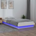 vidaXL Posteľný rám s LED biely 75x190cm malé jednolôžko masívne drevo