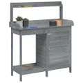 vidaXL Stôl na presádzanie so skrinkou sivý 110,5x45x124,5 cm jedľa