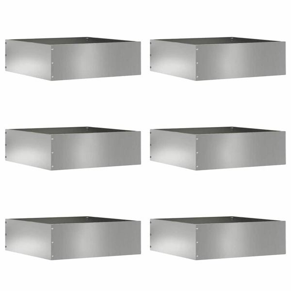vidaXL Obrubník trávnika 6 pcs Strieborná 40 x 40 x 13 cm