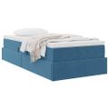 vidaXL Postel s úložným prostorem a matrací Tmavomodrá 90 x 190 cm