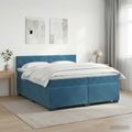 vidaXL Posteľ boxspring s matracom Tmavomodrá 200 x 200 cm Zamat