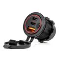 Vodotesná nabíjačka telefónu s vypínačom ČERVENÉ LED podsvietenie USB + 2xUSB C QC3.0 12/24V AMiO-04227