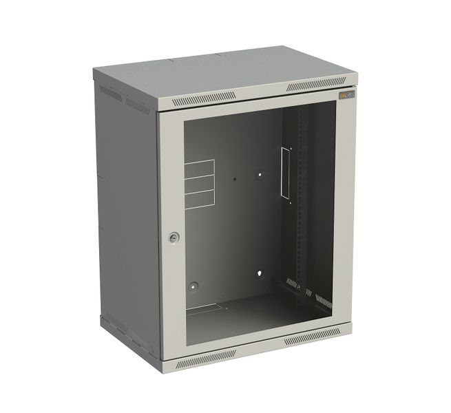 Rozvádzač nástenný SENSA 15U 400 mm, dvere sklo, RAL 7035, SENSA-15U-64-11-G