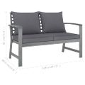 vidaXL Záhradná lavička s tmavosivými vankúšmi 120 cm akáciový masív