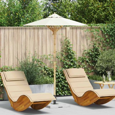 vidaXL Záhradný slnečník Ø 150 x 210 cm Bambus Okrúhly Krémovo biela
