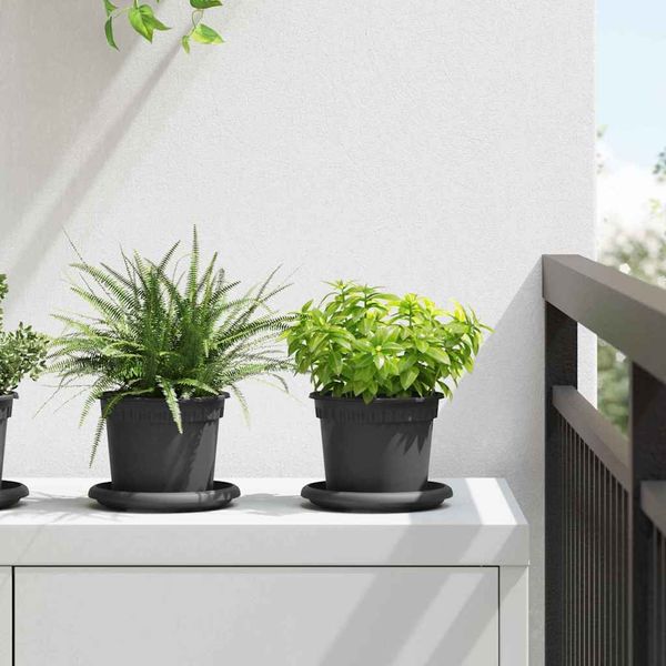 vidaXL Kulatý kvetináč 24 pcs Čierna Ø 12,5 x 10 cm Plast