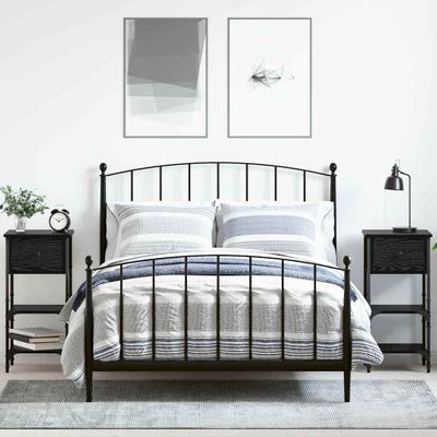 vidaXL Nočný stolík so zásuvkou 2 pcs Čierny dub 33,5 x 36 x 70 cm