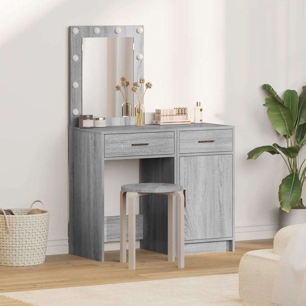 vidaXL Toaletný stolík 2 pcs Sivá 50 x 41 x 135 cm Kompozitné drevo