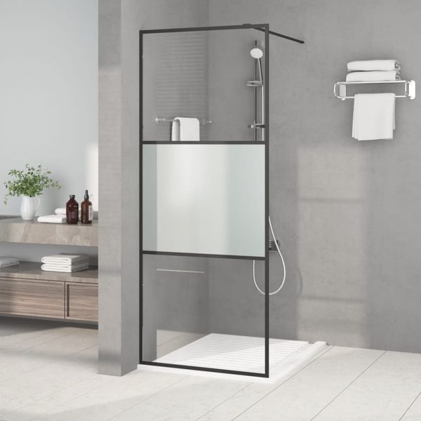 vidaXL Sprchová zástena čierna 80x195 cm polopriehľadné ESG sklo