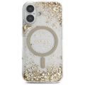 Guess HC Resin Bottom Glitter puzdro pre iPhone 16 MagSafe Zlaté