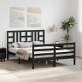 vidaXL Rám postele s čelom čierny 140x190 cm masívne drevo