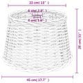 vidaXL Tienidlo na stropnú lampu biele Ø45x28 cm prútené