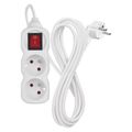 Predlžovací kábel EMOS P1213 / 3 m / 2 zásuvky / s vypínačom / biely / PVC / 1 mm2