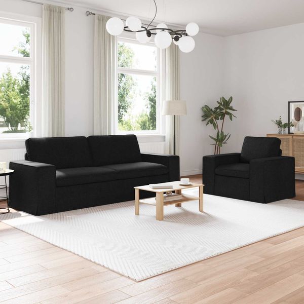 vidaXL Sada pohoviek 2 pcs Čierna 222 x 80 x 82 cm látka