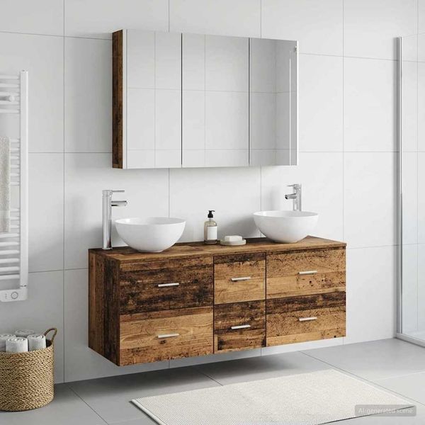 vidaXL Sada kúpeľňového nábytku 4 pcs Staré drevo