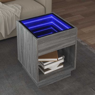 vidaXL Konferenčný stolík s nekonečnými LED sivý sonoma 40x40x50 cm