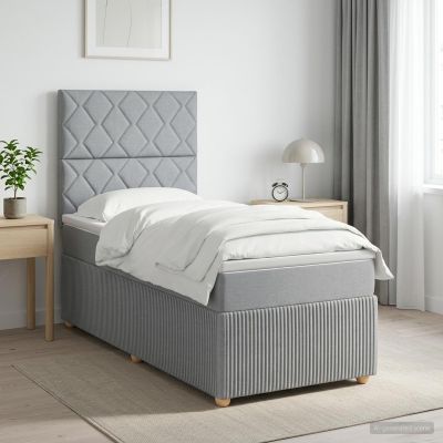 vidaXL LED boxspring posteľ s matracom Svetlosivá 100 x 200 cm Látka