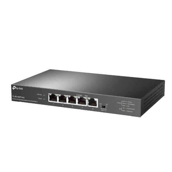 Switch TP-Link TL-SG105PP-M2 1x 2,5GLAN, 4x 2,5GLAN s PoE++, 123W