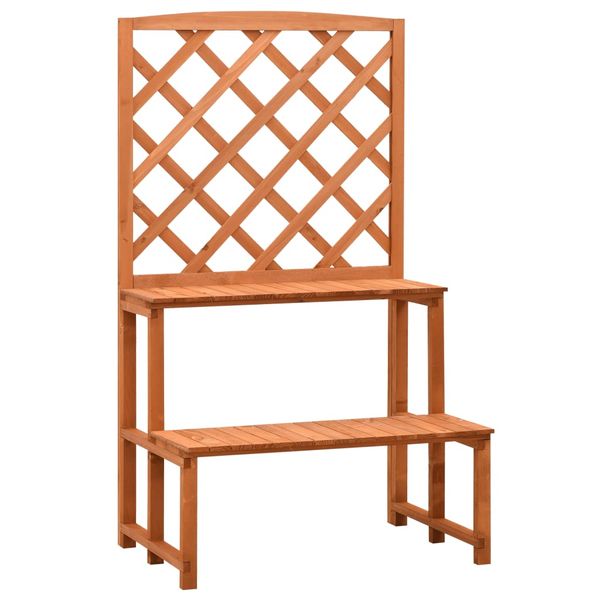 vidaXL Podstavec na kvetináč s mriežkou oranžový 70x42x120 cm jedľový masív