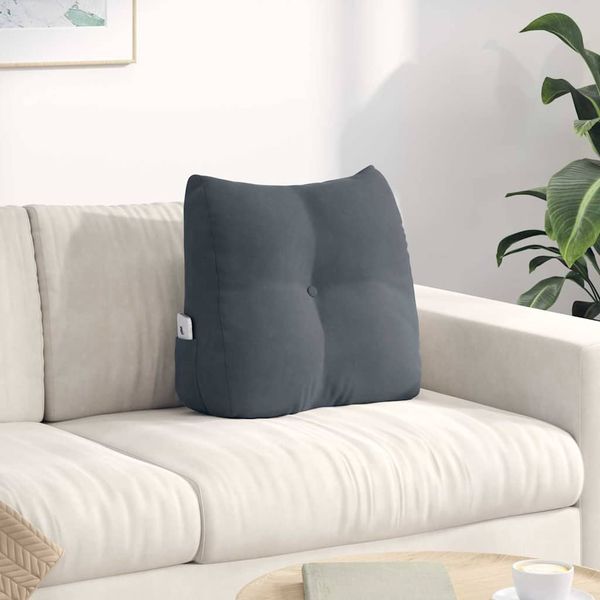 vidaXL Poduška na chrbát Tmavo šedá 45 x 24 x 50 cm Zamat
