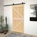 vidaXL Posuvné dvere 80 x 210 cm Borovicový masív Prírodná a čierna