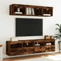 vidaXL 5-dielne TV nástenné skrinky s LED dymový dub kompozitné drevo