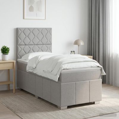 vidaXL LED boxspring posteľ s matracom Svetlosivá 100 x 200 cm Látka