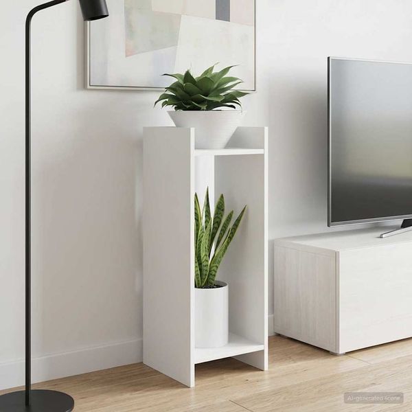 vidaXL Stojan na rastliny s poličkou 2 pcs Biely 30 x 30 x 80 cm
