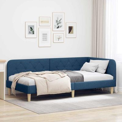 vidaXL Rohový rám postele Modrá 100 x 200 cm látka
