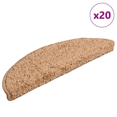vidaXL Schodové rohože 20 ks 56x17x3 cm béžové, polkruhové