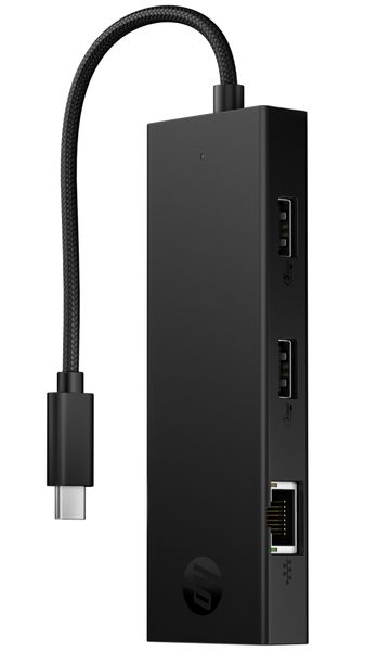 HP Portable USB-C Hub Rozbocovac, 2× USB-A 3.2, 1× USB-C 3.2, 1× RJ45 Gigabit Ethernet, 5 Gb/s, 7,5W nabíjení, 80% recyklovaný plast