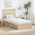 vidaXL Rám postele Sonoma dub a striebro 75 x 190 cm Kompozitné drevo