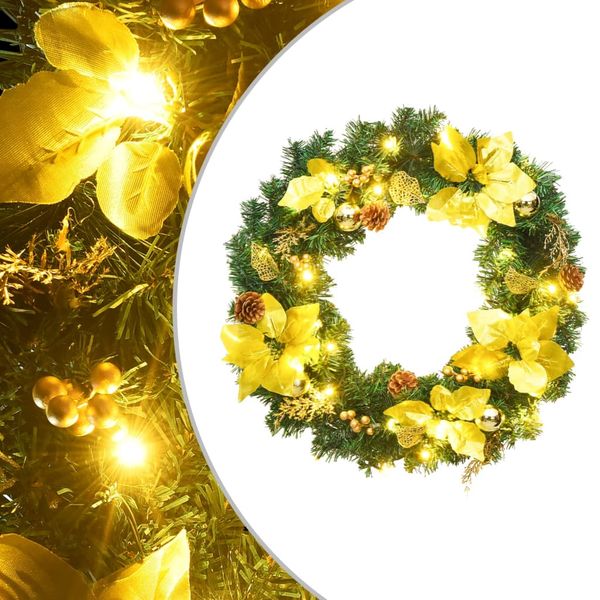 vidaXL Vianočný veniec s LED svetlami zelený 60 cm PVC