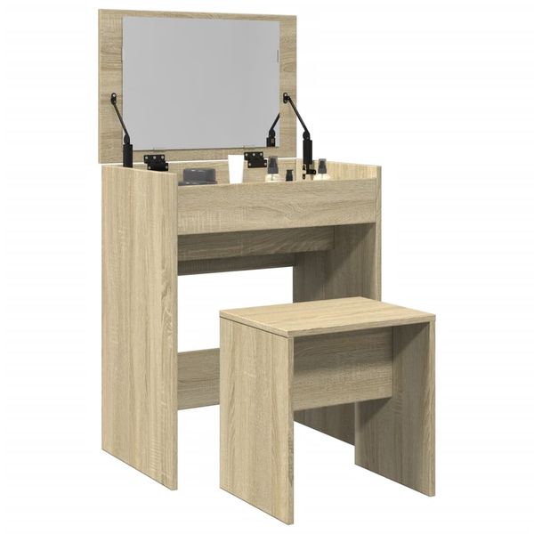 vidaXL Toaletný stolík a stolička dub sonoma 60x40x113,5 cm
