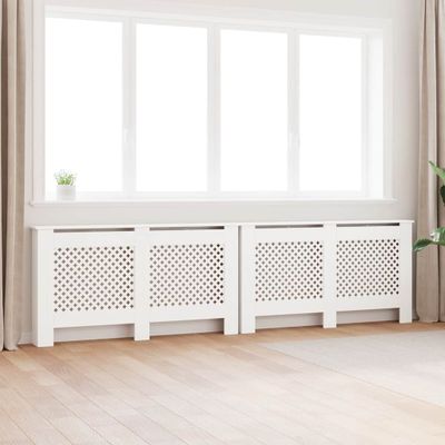 vidaXL Kryty na radiátor 2 ks, biele 152x19x81,5 cm, MDF
