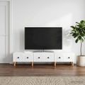 vidaXL TV skrinka Biela 147 x 34,5 x 30 cm Kompozitné drevo