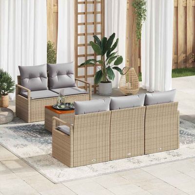 vidaXL Súprava záhradných pohoviek s vankúšom 6 pcs Béžová polyratan