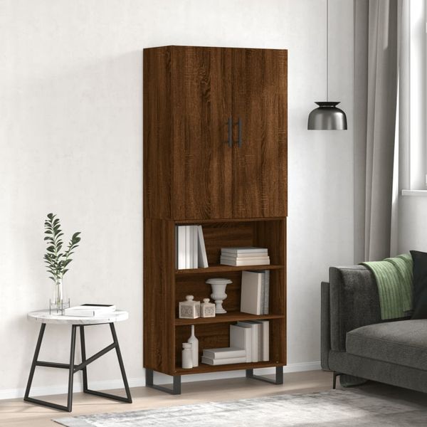 vidaXL Vysoká skrinka hnedý dub 69,5x34x180 cm spracované drevo