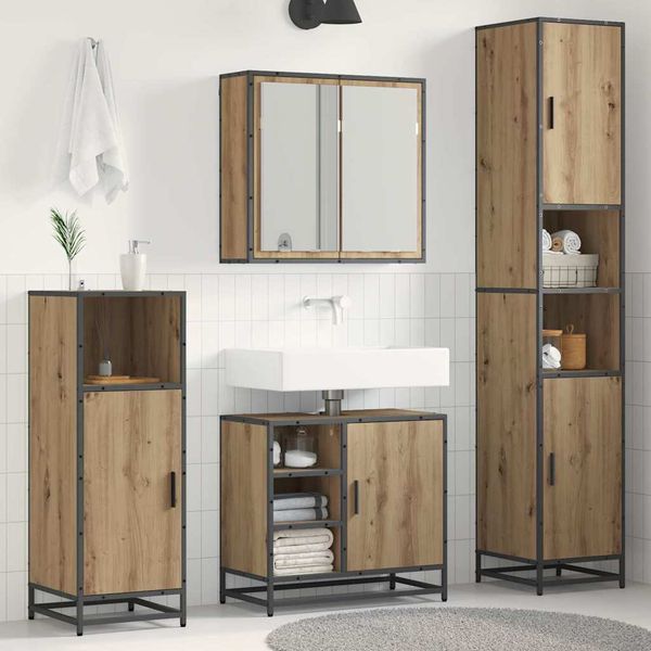 vidaXL Sada kúpeľňového nábytku 3 pcs Remeselný dub Kompozitné drevo