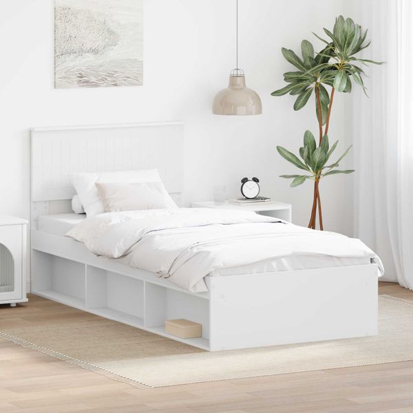 vidaXL Rám postele Biela 90 x 190 cm Masívne borovicové drevo
