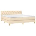 vidaXL Posteľný rám boxspring s matracom krémový 160x200 cm látka