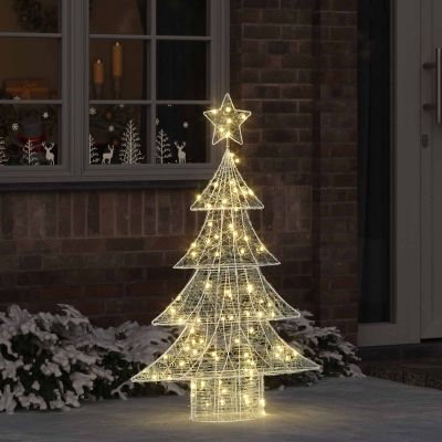 vidaXL Vianočný stromček s 100 LED-i Teplá biela 120 cm Akryl