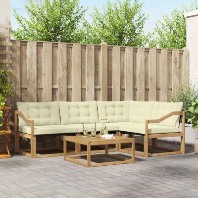 vidaXL Záhradná súprava gaučov 5 ks Biela a krémová