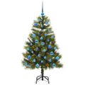 vidaXL Umelý vianočný stromček s pniškami Zelená 150 cm PVC a PE a kov