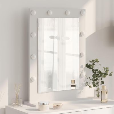 vidaXL Toaletné zrkadlo Obdĺžnikový so zrkadlom Biela 70 x 50 x 18 cm