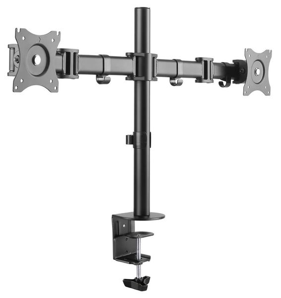 Neomounts Select NM-D135DBLACK/Držák displeje/na stůl/10-27"/svorka+průchodka/VESA 100X100/nosn. 2x 8kg/2 displeje/čern Držák, VESA, stolní, pro 2 ploché monitory, úhloprícka 10"-27", náklon, otácení, rotace, nosnost 16kg, cerný