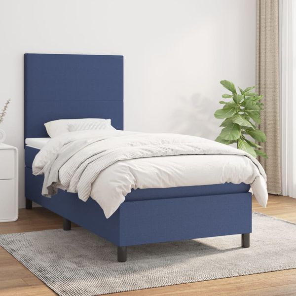 vidaXL Boxspring posteľ s matracom modrá 100x200 cm látka