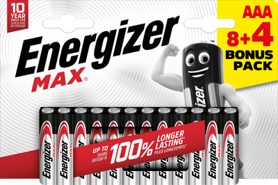 Energizer Max AAA alkalické batérie 8+4 12 ks (E303340900)