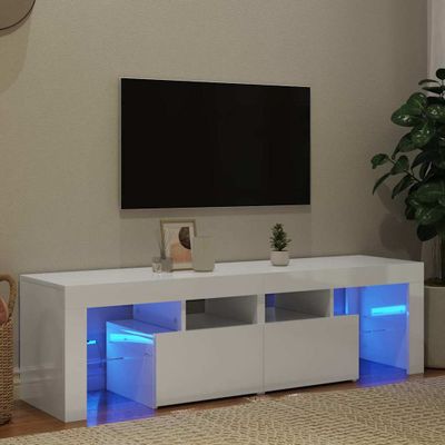 vidaXL TV skrinka s LED svetlami, lesklá biela 140x36,5x40 cm