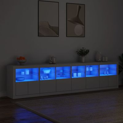vidaXL Komoda s LED svetlami biela 283x37x67 cm